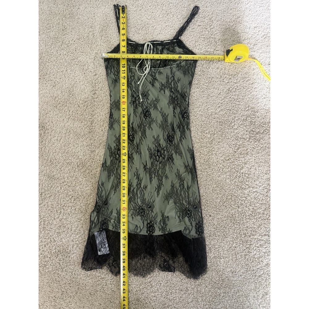 CIDER New Black Lace Milkmaid DRESS M Green Mesh Whimsigoth Fairy Grunge Goblin - Picture 12 of 16